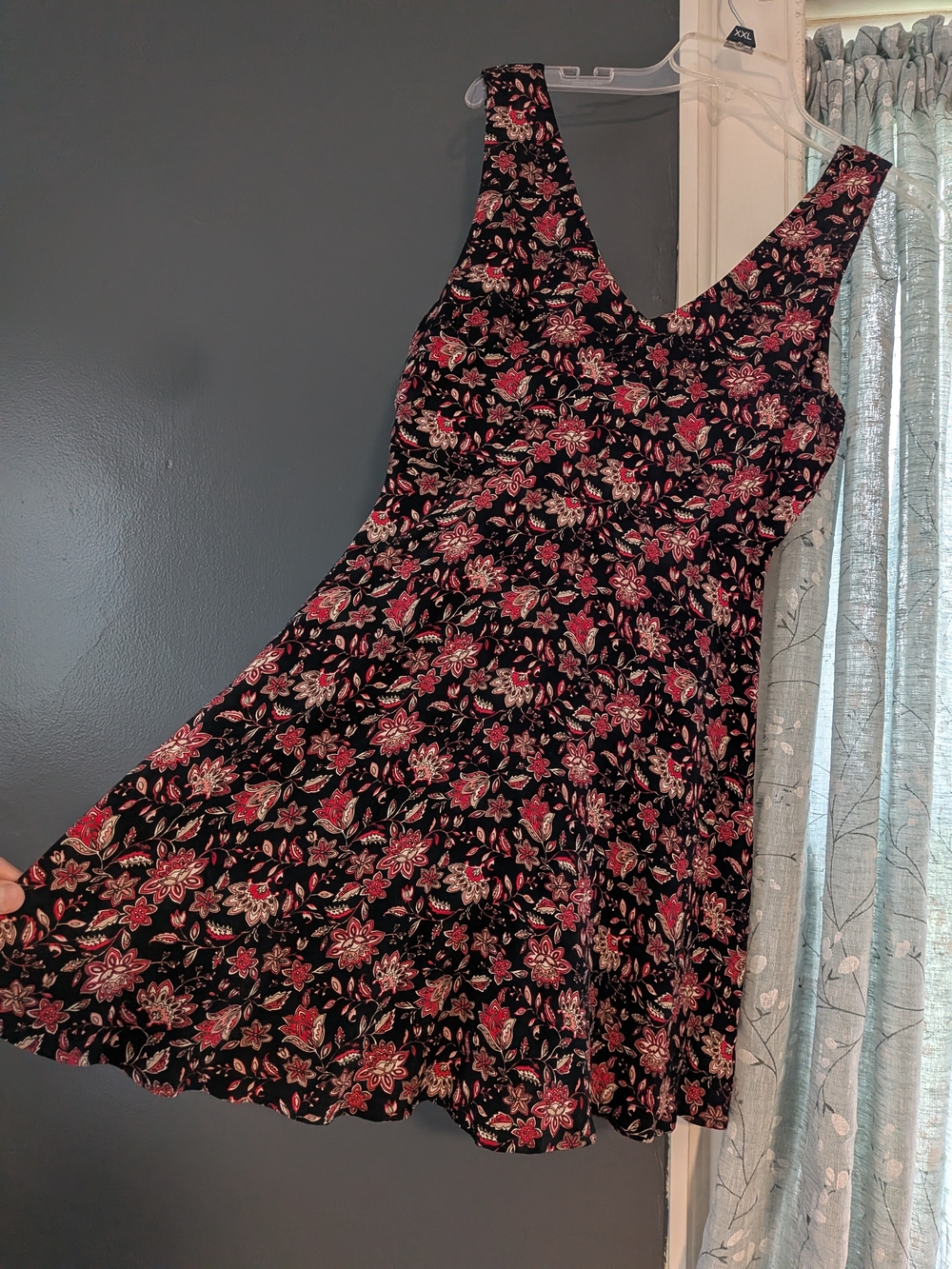 Forever 21 Black Mini Dress with Pink Floral Print